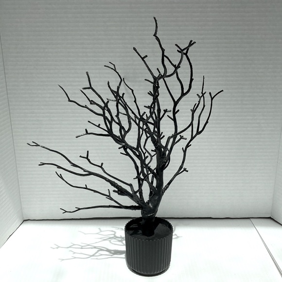 Gothic Black Jewelry Holder Tree in Flower Pot Decor Centerpiece 14 in Tall - Picture 3 of 8